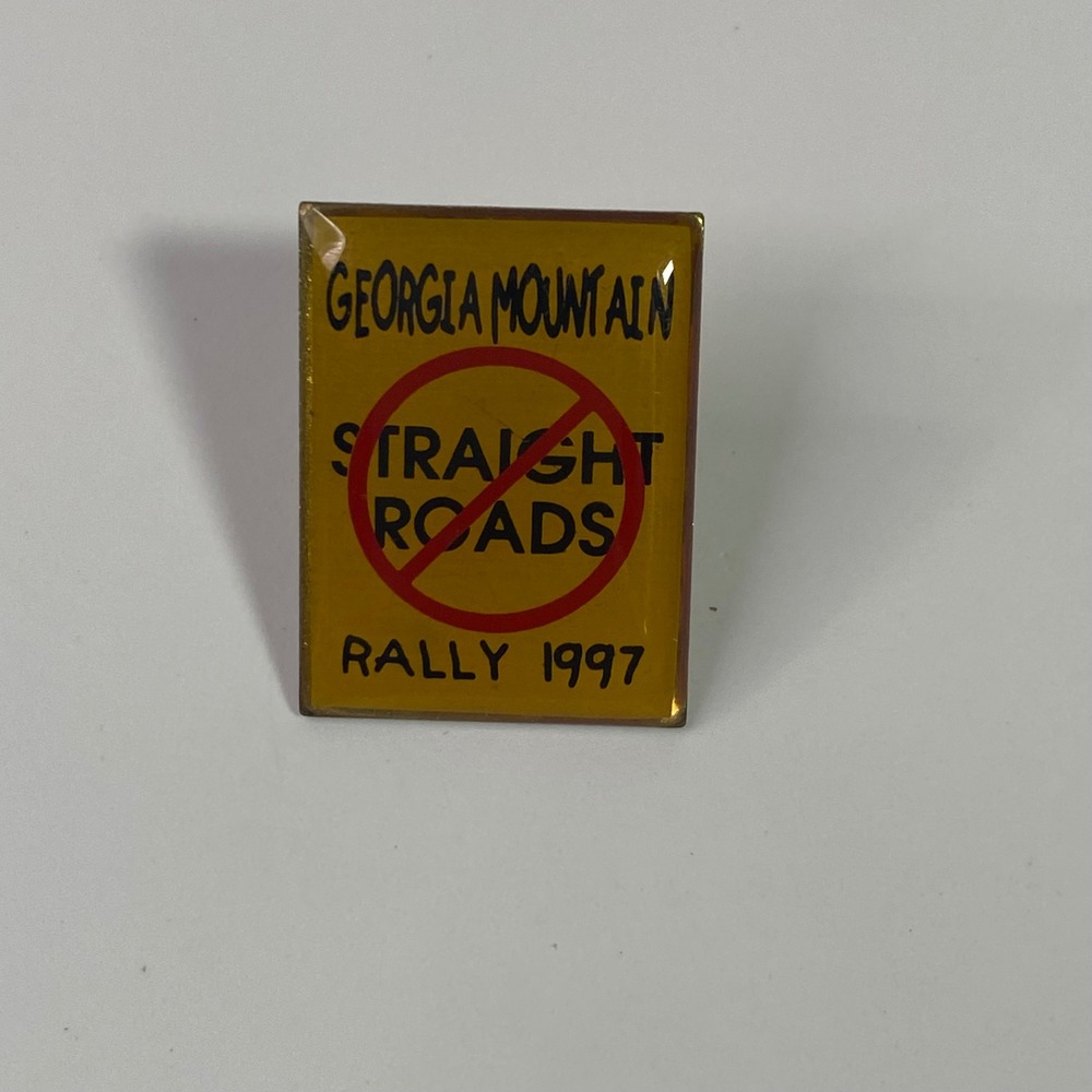 Vintage 1997 Georgia Mountain Rally Pin No Straight Roads Biker Motorcycle USA